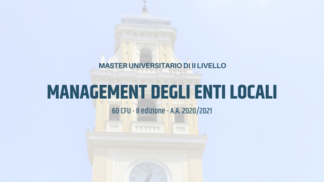 Prorogati i termini per le domande di ammissione al Master Management degli Enti Locali